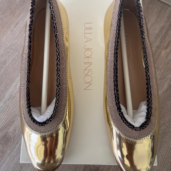Ulla Johnson Elise Ruffle Gold Ballet Flats 36.5 NWB - Picture 2 of 5